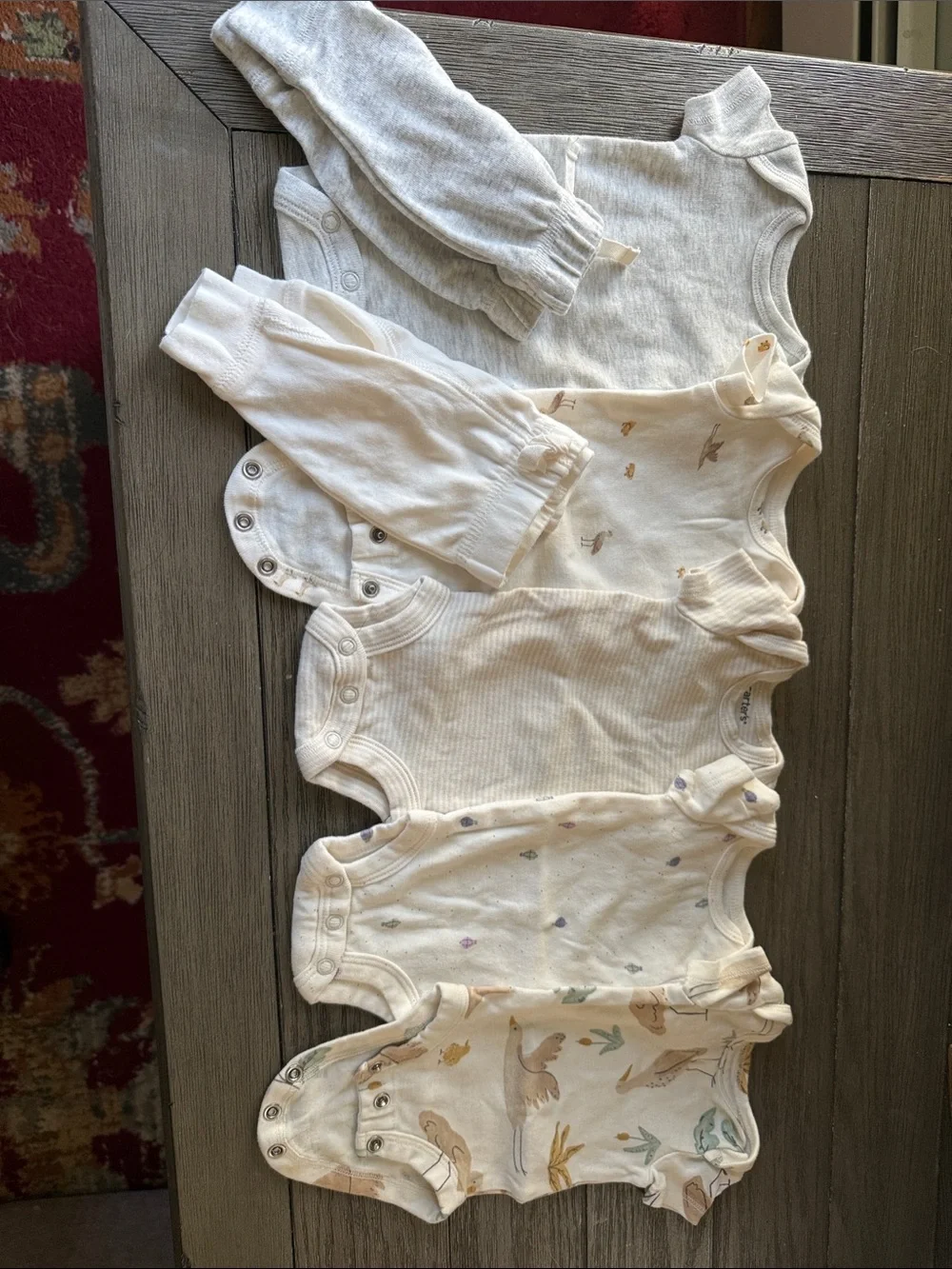 NWOT Carter's Neutral Cream & Beige Baby Onesie Set - Picture 4 of 7